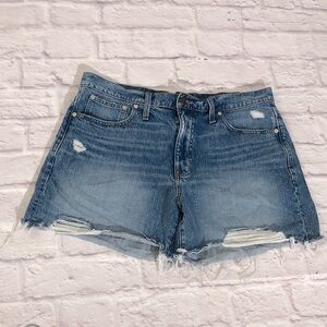 Madewell Blue Distressed Jean Denim Shorts size 31 relaxed fit streetwear unisex